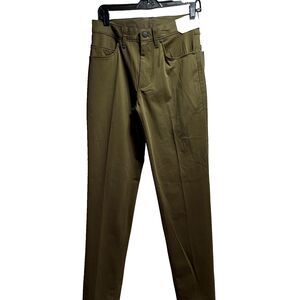 Stylus Mens Pants 5 Pocket Slim Fit Flat Front Military Olive Green Size 30x32